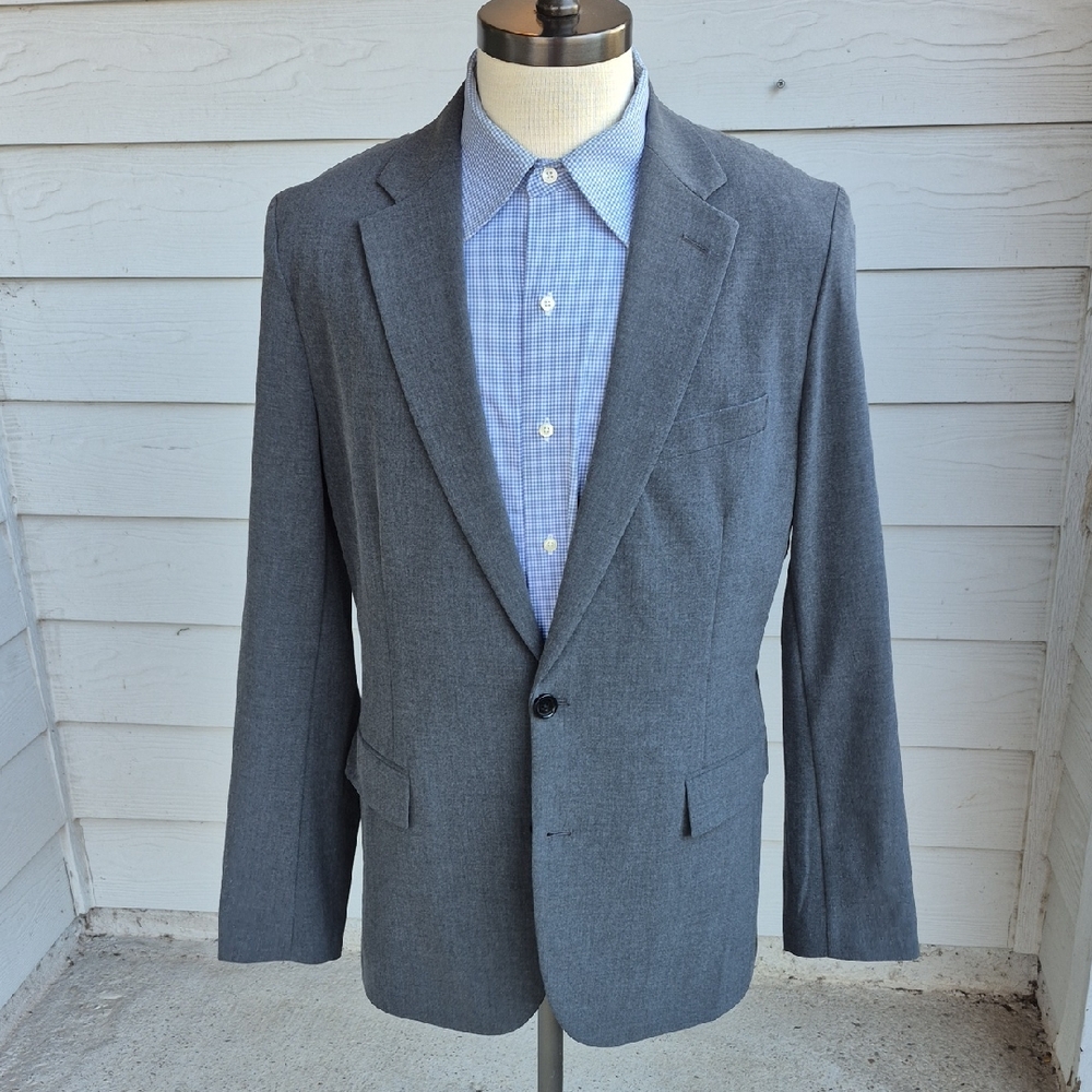 J CREW Thompson Recent Grey Solid Polyester Blend Sz 42 L Mens Sport Coat Blazer